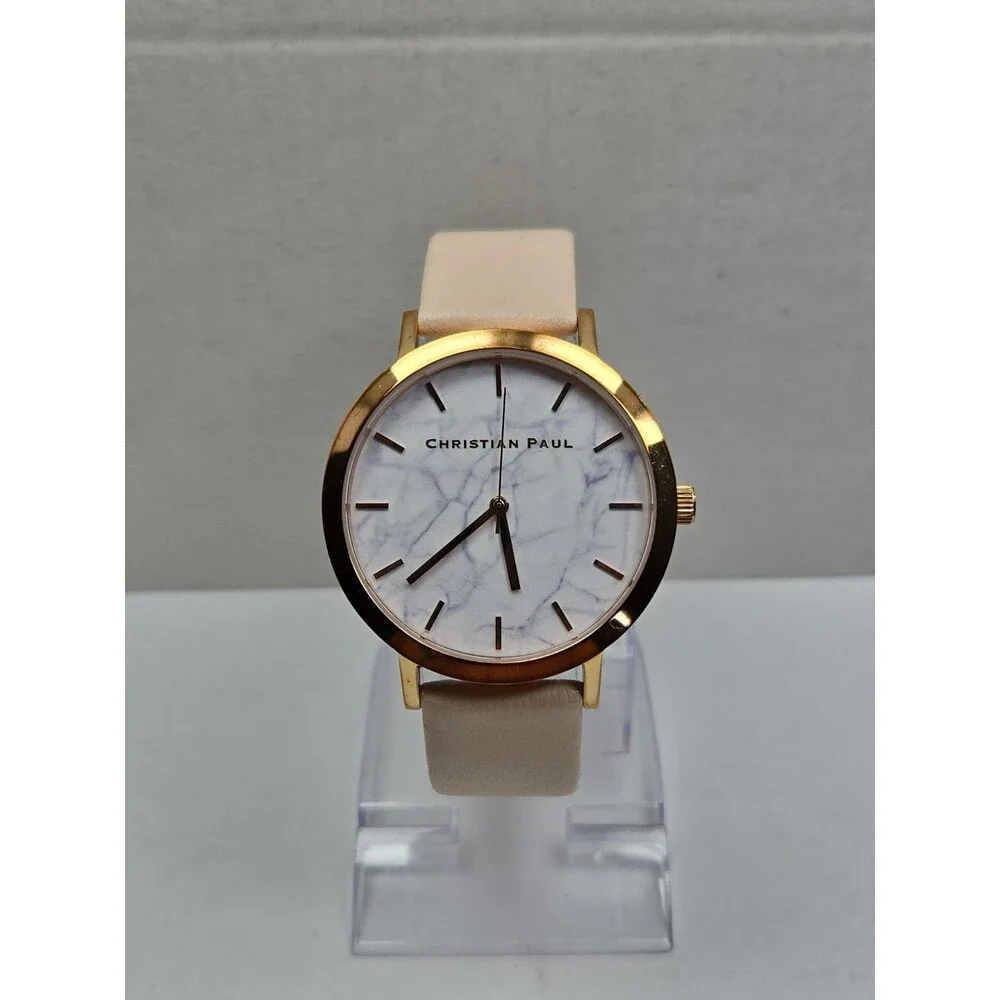 Christian Paul Whitehaven MWR4303 Marble Rose Gold 43mm Quartz Watch New Battery